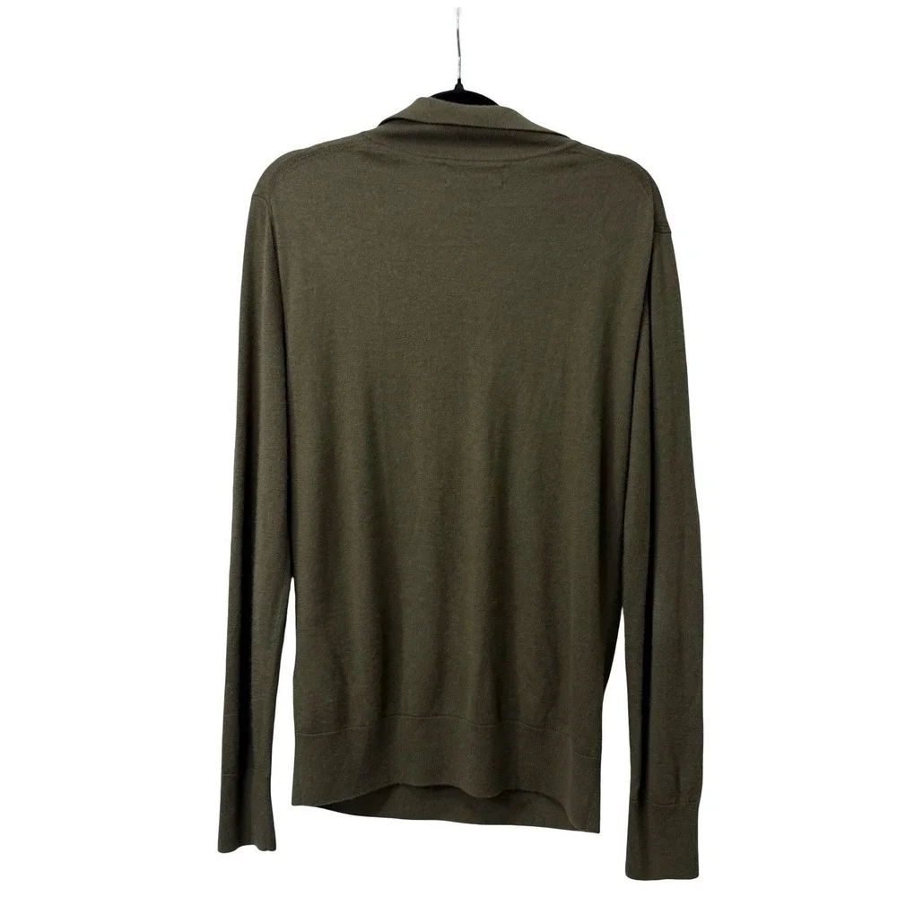 Banana Republic Green Polo Open Collar Cashmere Silk Sweater Size Small Men's